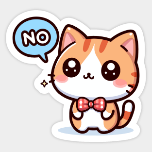 Cute Kitten Wearing a Bow Tie Saying No Sticker